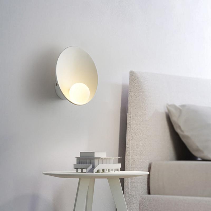 Modern Minimalist Led Wall Light Bedside Lamp Nordic Retro Wood Grain Restaurant Corridor Round Indoor Lighting Decorative Lamps