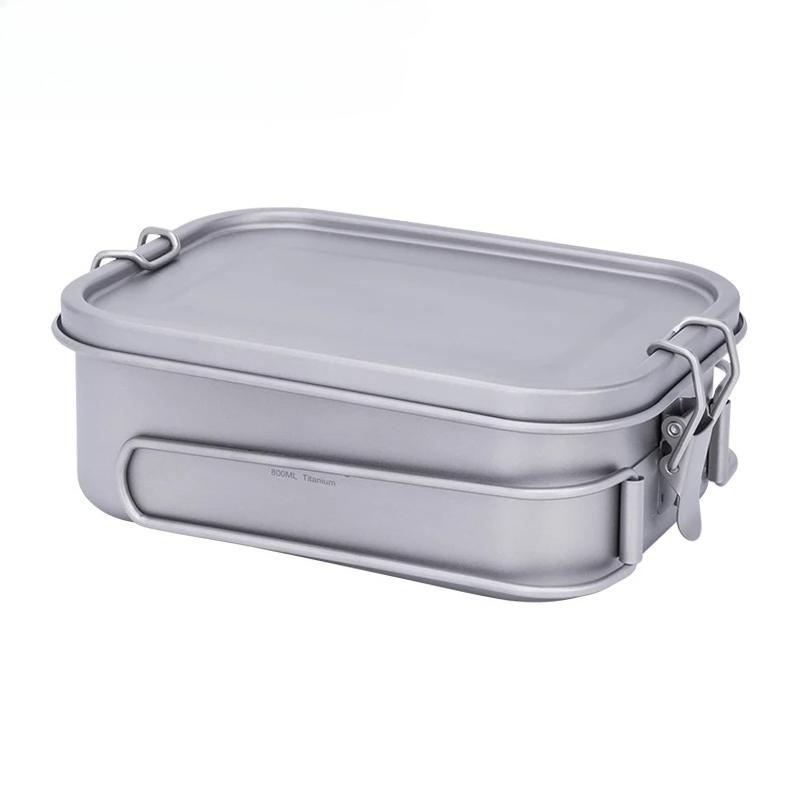 Titanium Bento with Lid & Handle Leak Proof Lunch Box Container Ultralight Outdoor Camping Cookware Ti2081C-83C