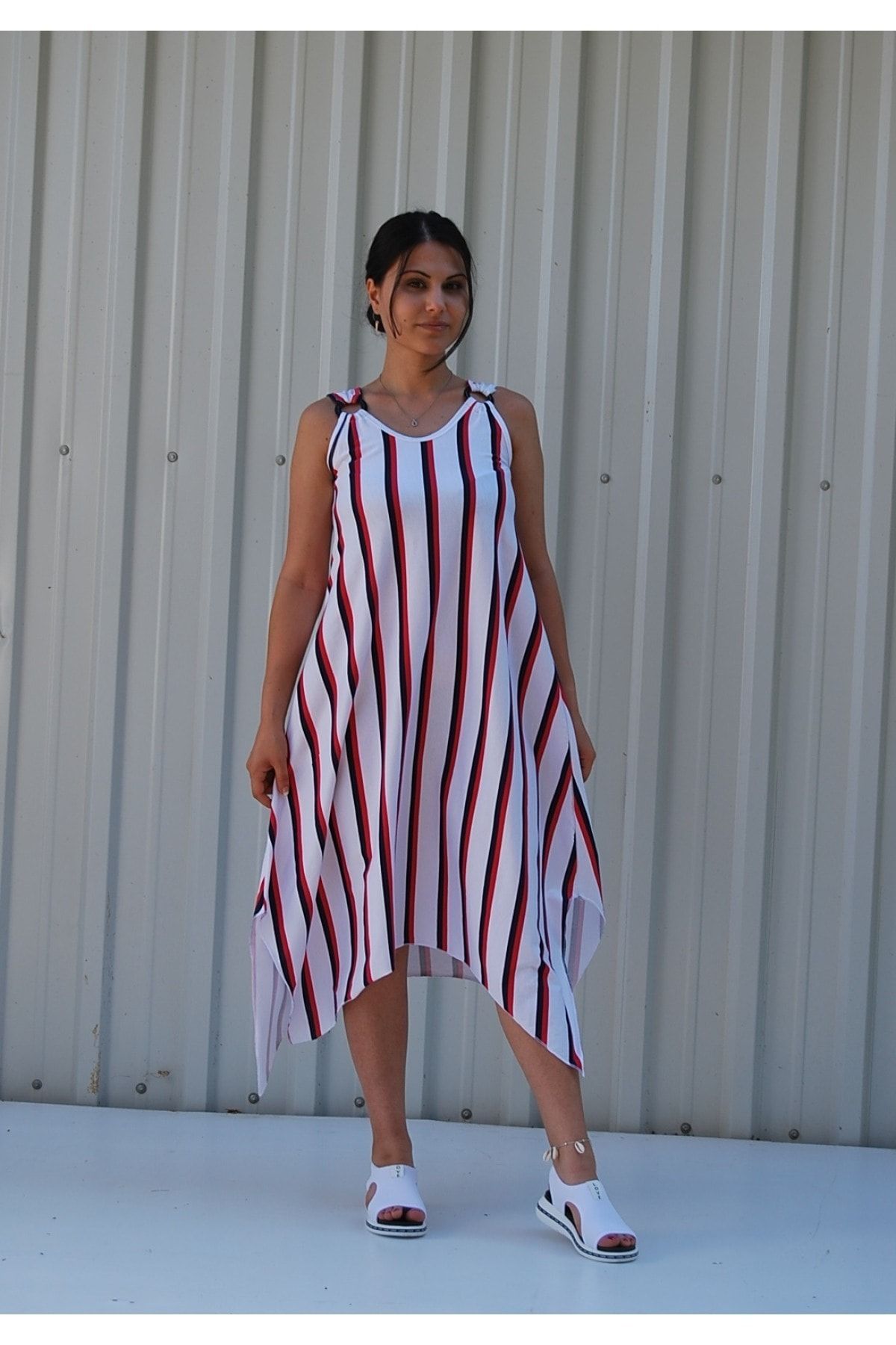 

Women s Big Size Dress Strap Buckle Detailed Asymmetrical Cut Plus Size Dress L