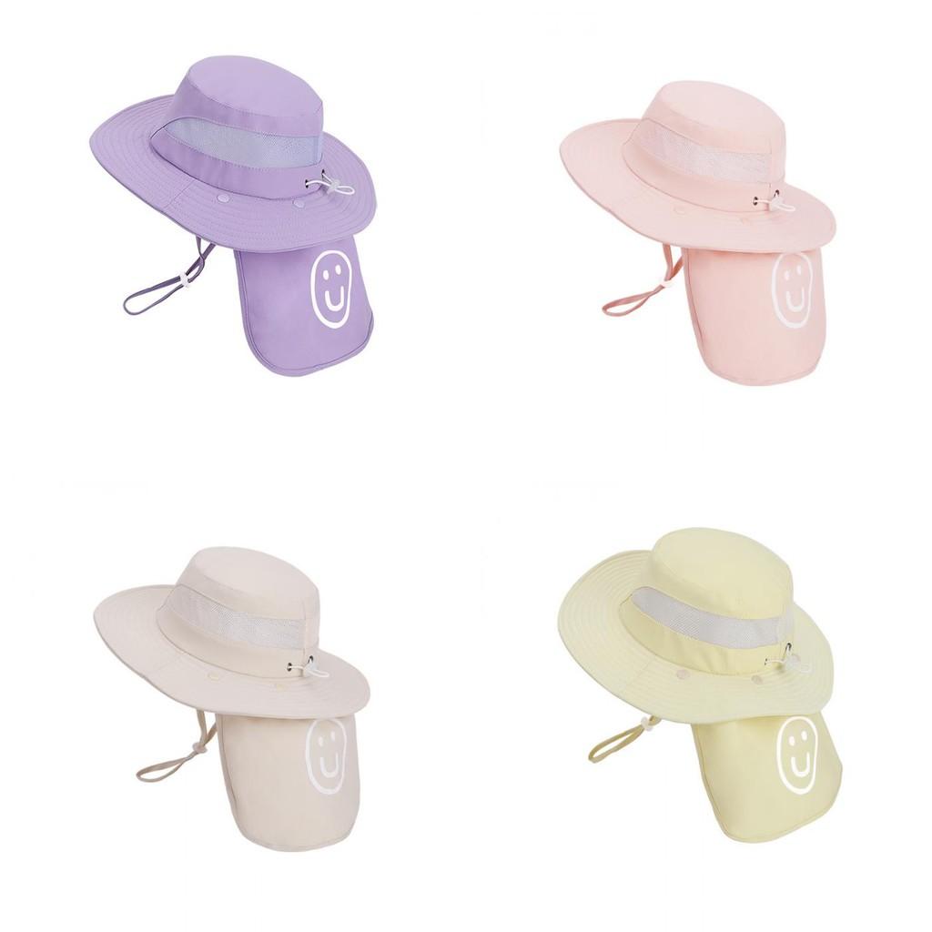 Childrens Summer Sun Hat With Large Brim And Neck Flap For Outdoor Play