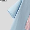 INCERUN Oversized Men Casual Lapel Tie Neck Short Sleeve Print Shirts Tops