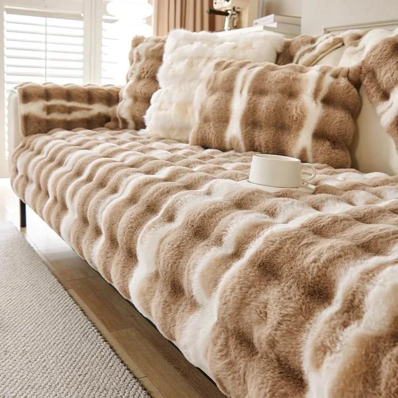Winter Thicken Plush Sofa Towel for Living Room Nordic Universal Sofa Cover Couch Cover Throw Blanket Cushion Home Decoration