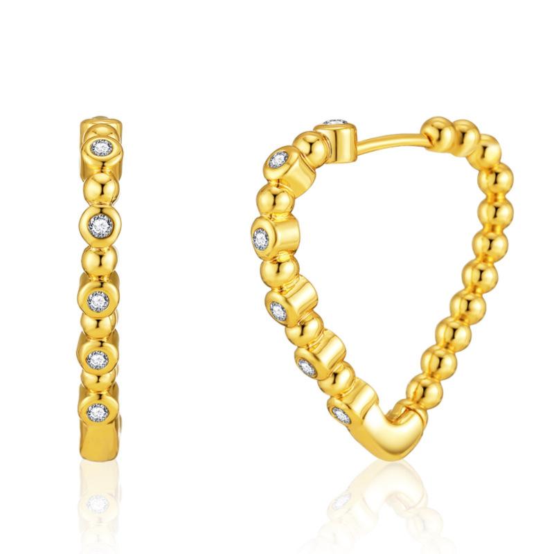 K Gold Plated Copper Creative Zircon Simple Ear Buckle Earrings