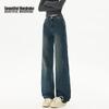 Women's Retro High-Waist Wide-Leg Straight Denim Jeans