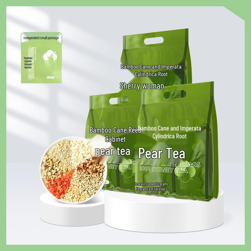 Bamboo Cane & Imperata Pear Tea: Children's Cooling Tea with Sugarcane Sweet Water & Water Chestnut - Fruit Flower Health Drink.