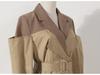 Casaco Trench Feminino de Comprimento Médio em Patchwork Bicolor com Gola de Terno - Vestido Casaco de Cintura Acima do Joelho Estilo Outono