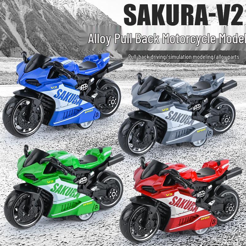 Douyin Celebrity Kids' Toy: Alloy Pull-back Mini Motorcycle Model