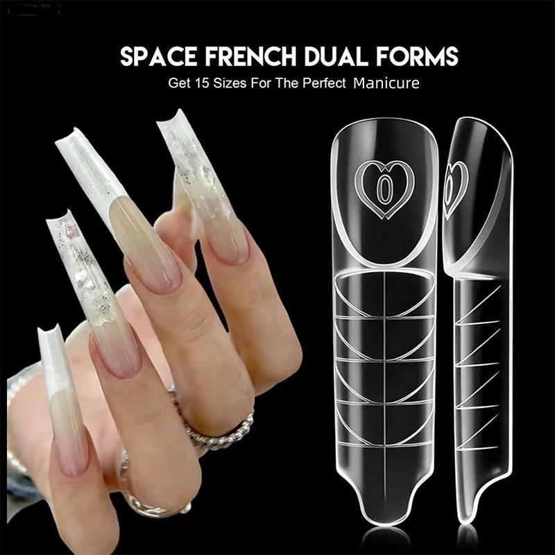 30/60/75/150 Stück Französische Dual-Formen 15 Größen Klar Wiederverwendbar Nagelverlängerung Builder Gel Französische Spitze Maniküre-Werkzeug DIY Kunst Salon