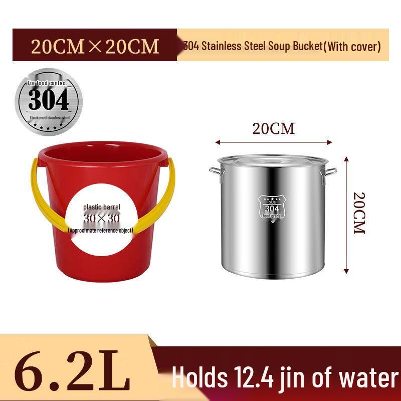 GOWKE 304 Stainless Steel Soup Pot with Lid (20cm Diameter)
