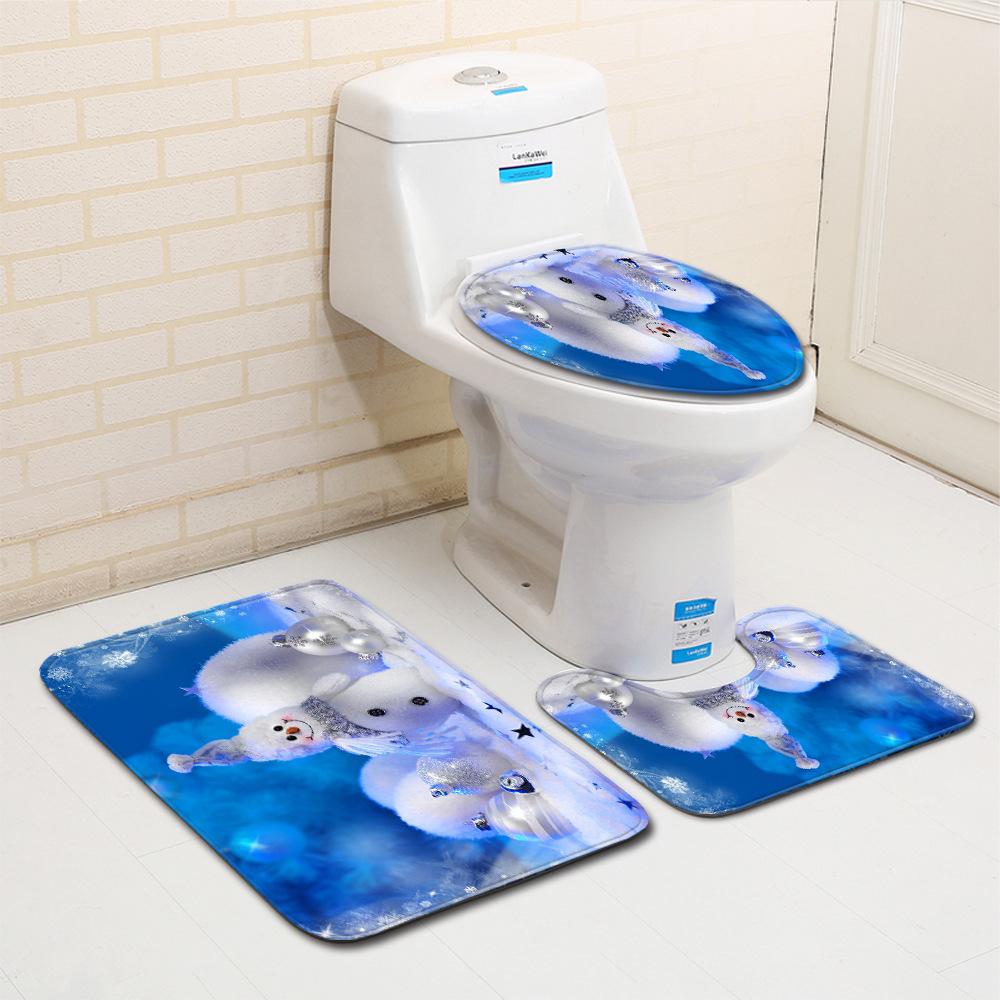 Christmas Bathroom Floor Mat Toilet Three-Piece Set
