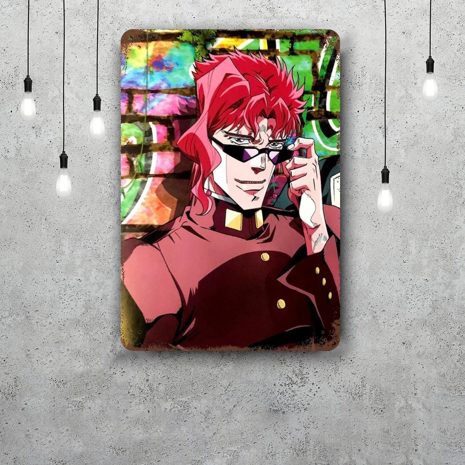 

kakyoin x jotaro manga Retro Vintage Tin Sign Poster Decorative Plaque Metal Plate Wall Decor 20x30cm（7.8x11.8inch）