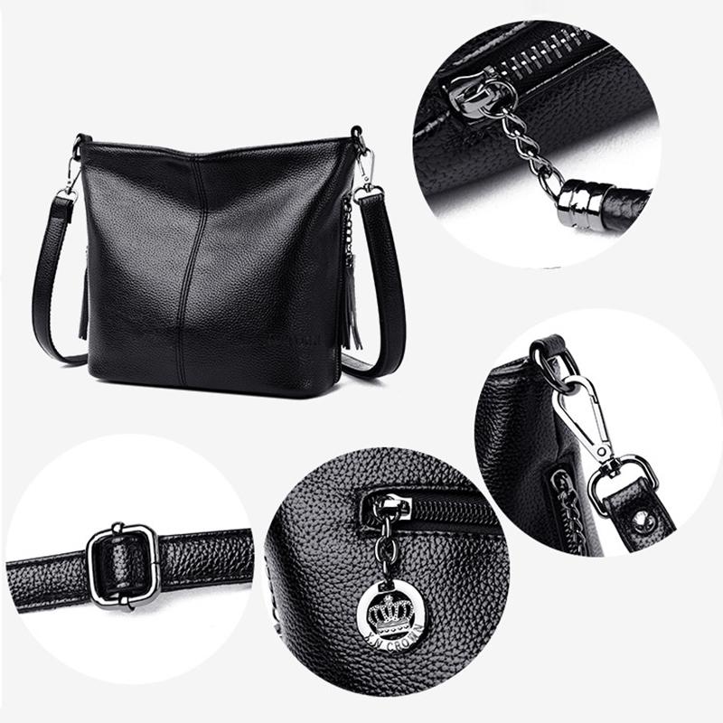 Women's Leather Crossbody Bags with Tassels Luxury Bags and Purses Designer Shoulder Bucket