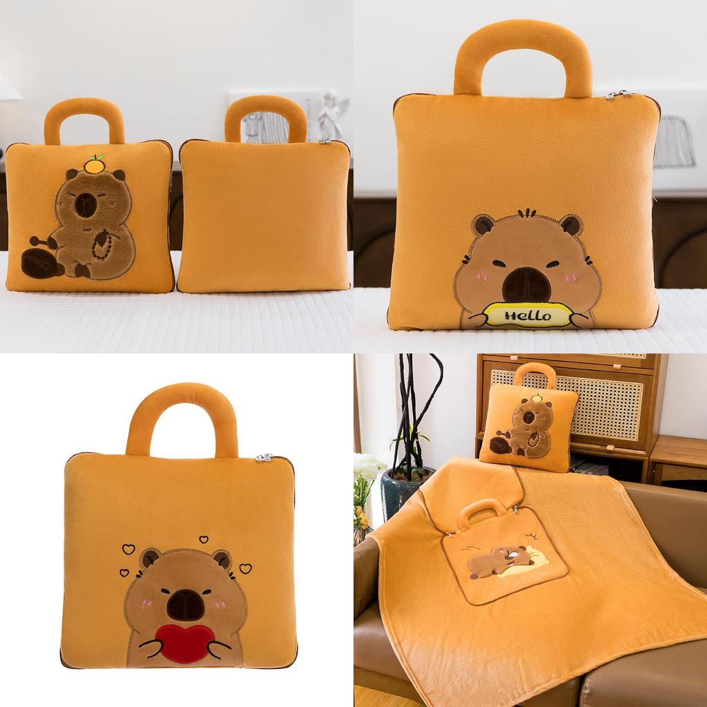 Adorable Capybara Plush Blanket Pillow With Dual Functionality For Office Napping And Travel