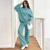 Women two piece loungewear set long sleeve hooded sweatshirt and wide leg drawstring pants casual matching tracksuit outfit