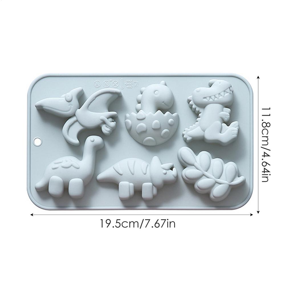 Silicone 6 Cavities Dinosaur Jello Molds for Chocolate Dinosaur Soap Molds Easy demolding for Baking Dessert Cake Decoration