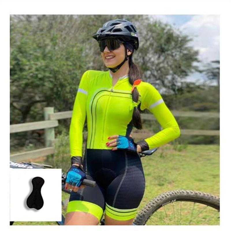 Women s Long-sleeved Shorts One-piece Riding Clothing Outdoor Slim Sports Training XXL