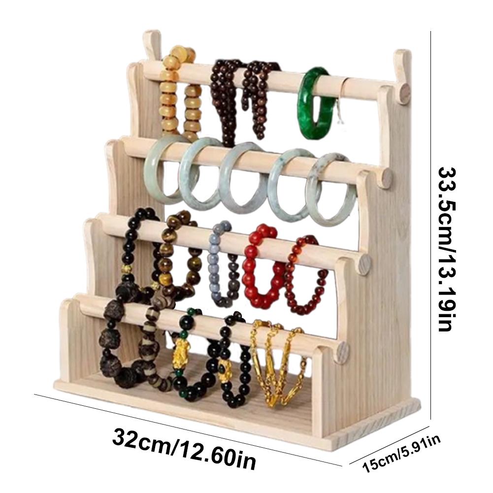 Wood Bracelet Display Stand Multi Layer Bangle Scrunchie Organizer Multi-Function Jewelry Organizer for Watch Bracelet Scrunchie