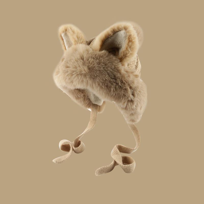 Beret with Cat Ears, Hats New Thickened Plush Warm Hat Ear Protection Windproof Artist Hats Women's Hats