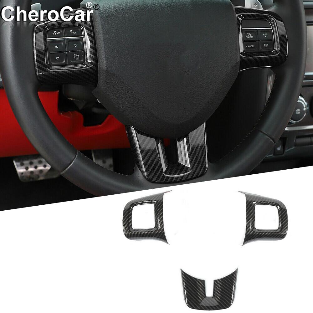 Carbon Fiber teering Wheel Cover Trims For 2009-14 Dodge Challenger Accessories