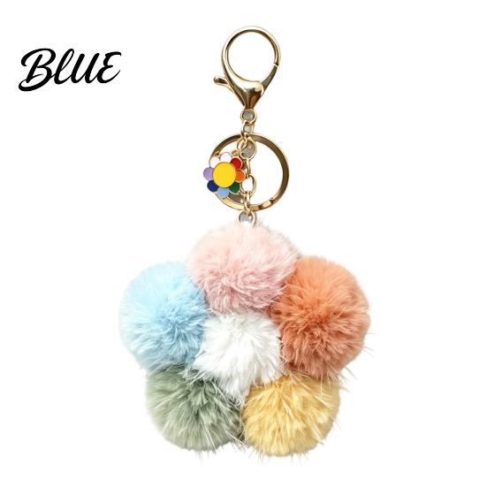 Lightweight Bag Charm Plush Flower Keychain for Backpack, Fuzzy Floral Keyring Decorative Pendant Charm, Women Girls Handbags Accessory Keys