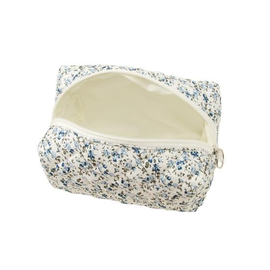 Gesteppte Florale Kosmetiktasche Damen Kosmetiktasche mit Reißverschluss Weiche Kulturtasche Reise-Make-up-Organizer für Pinsel Flaschen