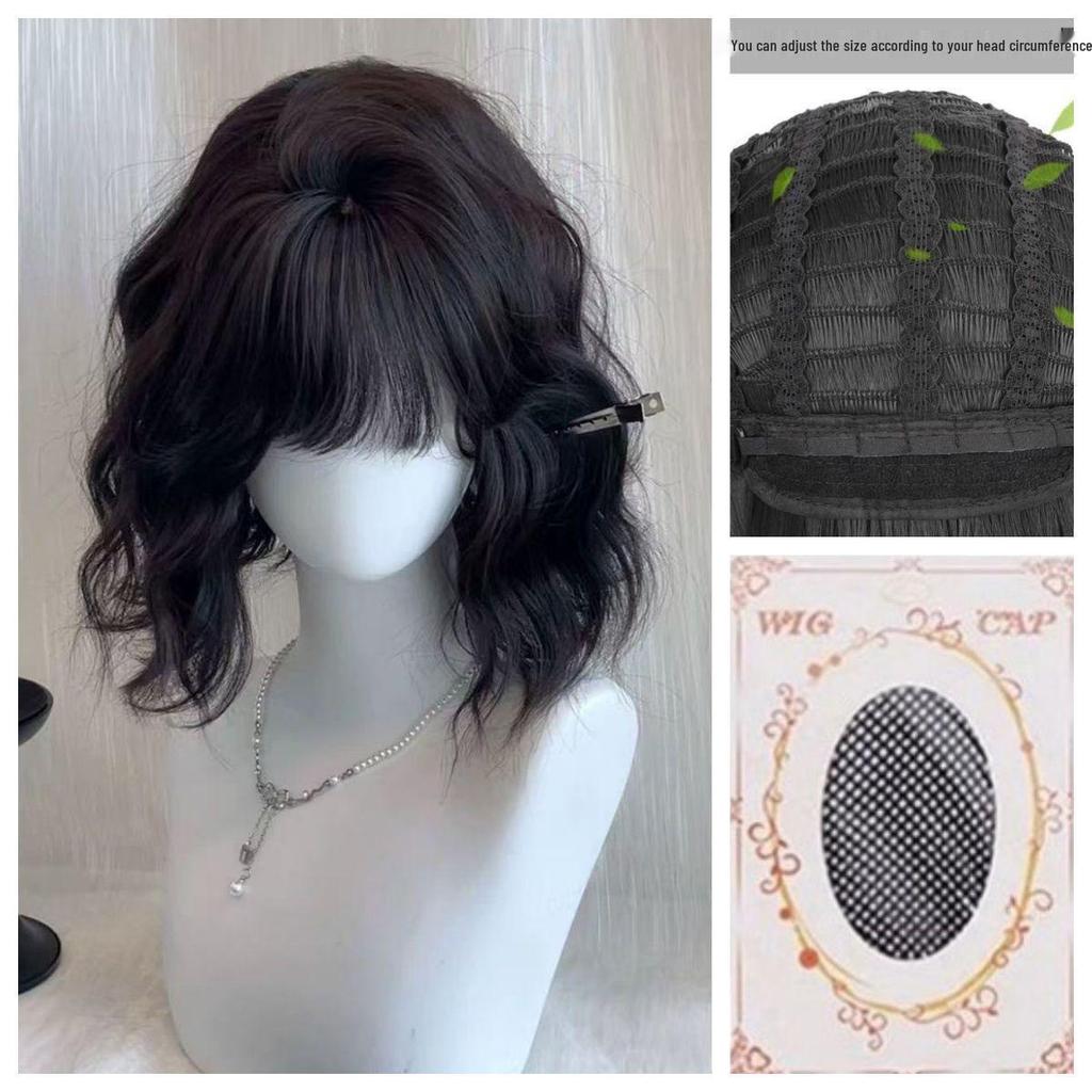 Women's Korean Style Full Head Cover Wig - Short, Invisible, Traceless, Egg Roll Hair for Daily Wear
