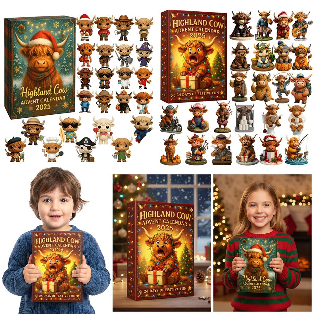 Highland Cow Advent Calendar 2025 with 24 Highland Cow Ornaments 24 Days Christmas Countdown Calendar Xmas Countdown Calendar