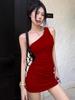 Sizzling Hot Girl One-Shoulder Sleeveless Bodycon Mini Dress - Slimming Summer Style