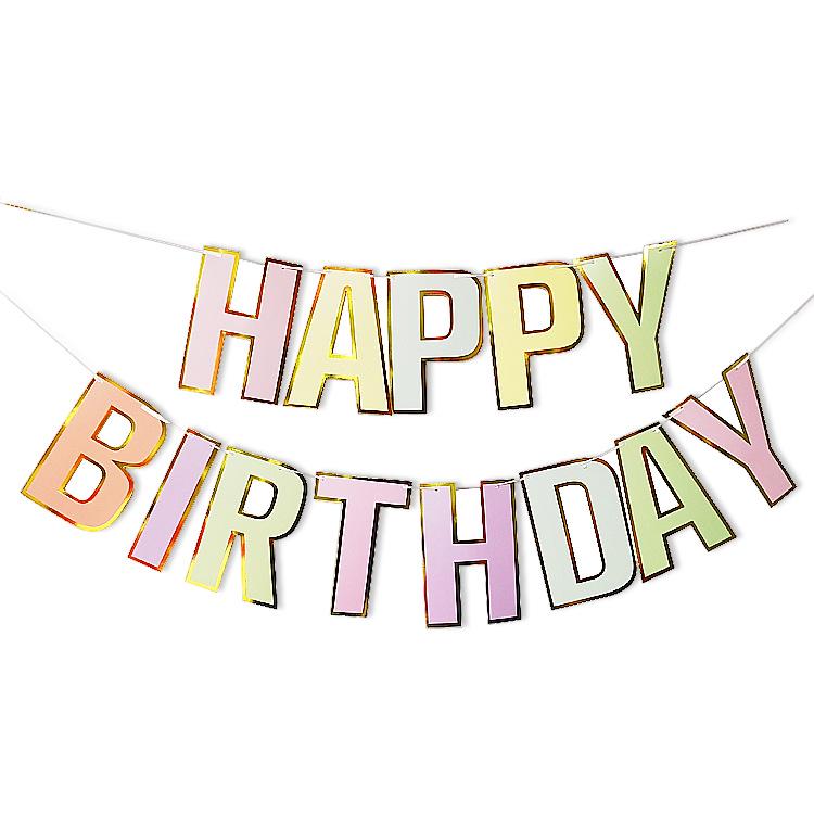 Πανό Happy Birthday με Γκλίτερ σε Χρώματα Μακαρόν – Προσαρμόσιμη Διακόσμηση Πάρτι