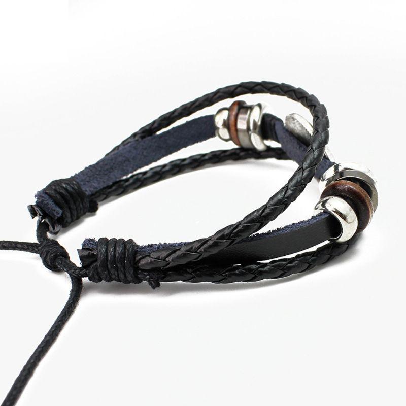 Bracciale a polsino in pelle antico Braccialetto Base vuota Adatta per foto rotonda da 20 mm Impostazione cabochon in vetro Vassoio con lunetta Fai da te Creazione di gioielli