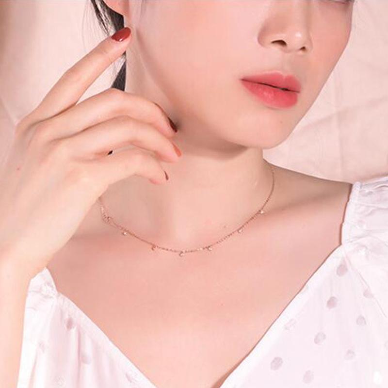 ANENJERY Multiple Zircon Tassel Necklace for Women Simple Personality Choker European Jewelry