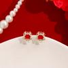 Year Of The Dragon Festive Chinese Style Diamond-Set Natal Year Earrings, Guochao Red New Year'S Blessing High-End Ear Buckles