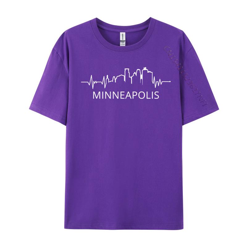 Minneapolis Mn Skyline Heartbeat Vintage Mpls Europe Tops Tees Prevalent Unique Cotton Unisex TShirts Printed On Top TShirts