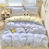 Class A Maternal Infant Grade Small Fresh Pure Cotton Abraded 4-Pcs Set, Skin-Friendly Bed Sheet Washed Cotton Quilt Cover, Dormitory 3-Piece Set