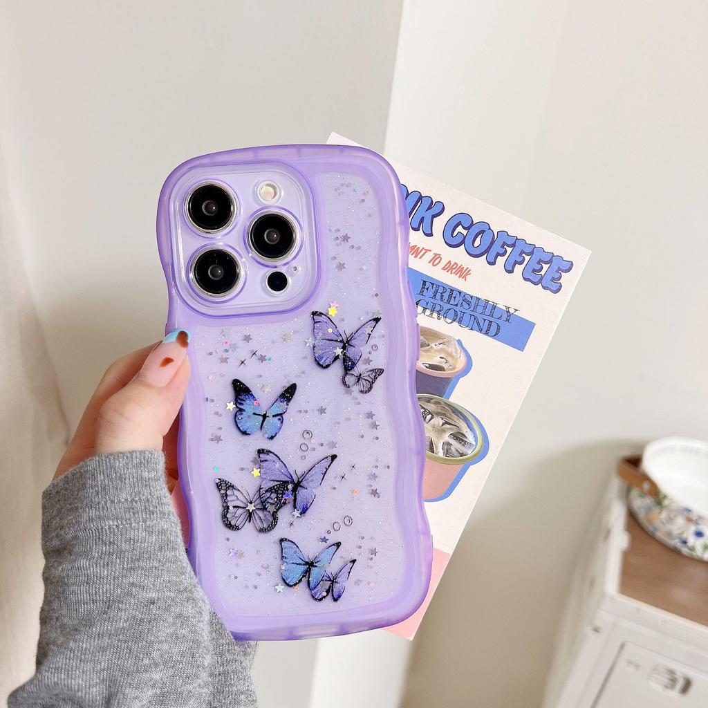 Glitter Resin Butterfly Phone Case for iPhone 15/16/17 Pro Max