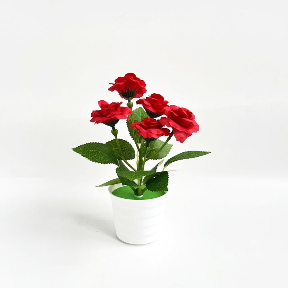 Simulated Artificial Rose Potted Flowers Multi-Bloom Bonsai Living Room Ornaments
