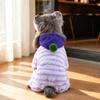 Warm Pet Four Legged Outfit Striped Fleece Dog Winter Clothes Cozy Dog Hoodie Jumpsuit  Winter Walk