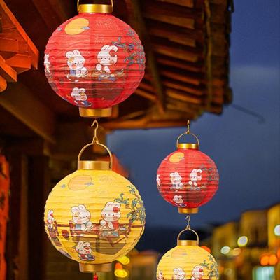 Chinese Style Chinese Style Lantern Cute Rabbit Hanging Festival Antique Lantern Good Luck Portable Round Paper Lantern New Year