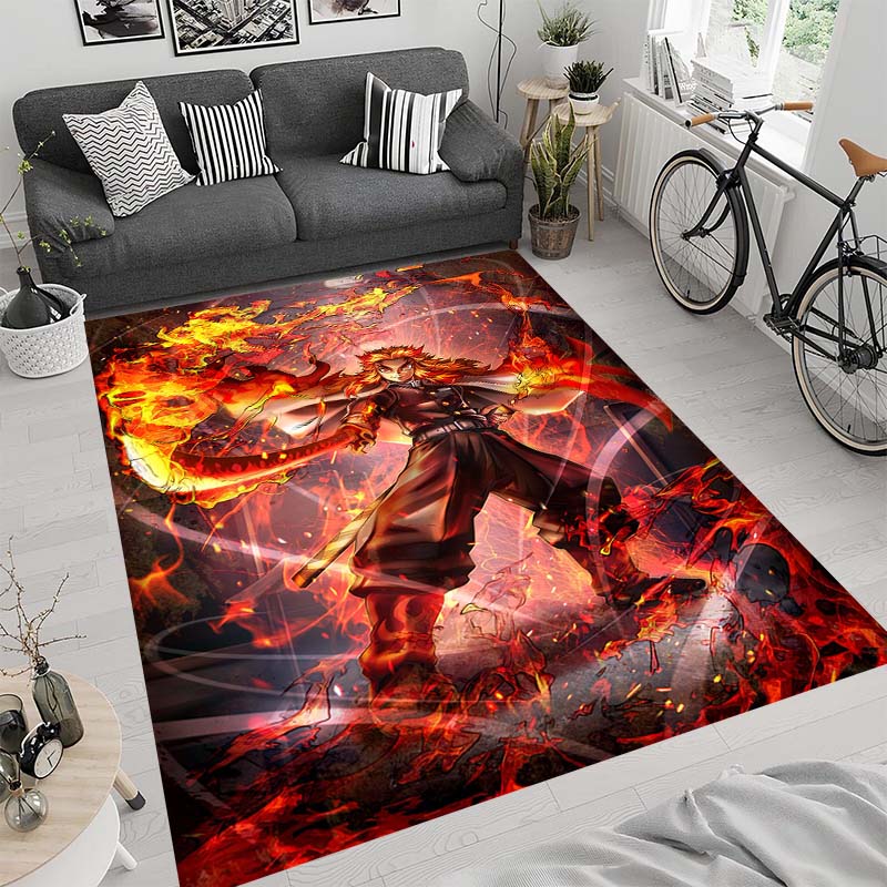 Anime-themed Kamado Nezuko Kimetsu No Yaiba Rug, Suitable for Playrooms, Bedrooms, Living Rooms, Sofas, and Other Home Décor;