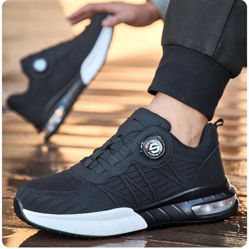 Men's Steel Toe Safety Shoes Anti Smash & Anti Puncture Lightweight Work Fashionable And Durable Buttoned Safety Shoes Boots