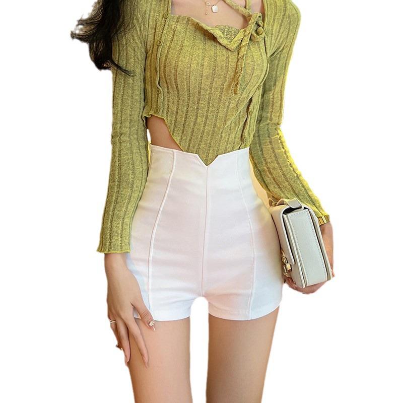 2024 High Waist Slim Fit Black Hot Pants for Women