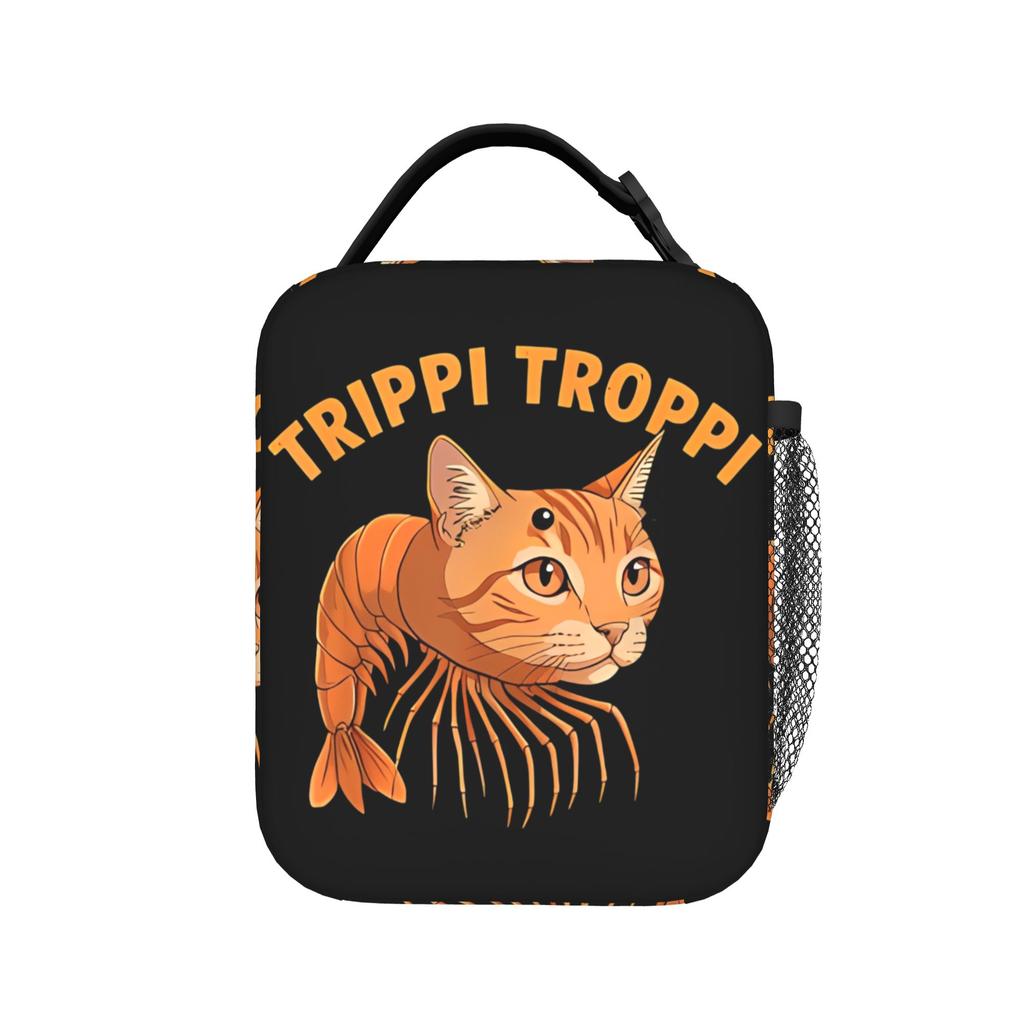 Trippi Troppi Cat Shrimp Lunch Bag Casual Lunch Box Picnic Portable Zipper Thermal Lunch Bags For Women Oxford Cooler Bag