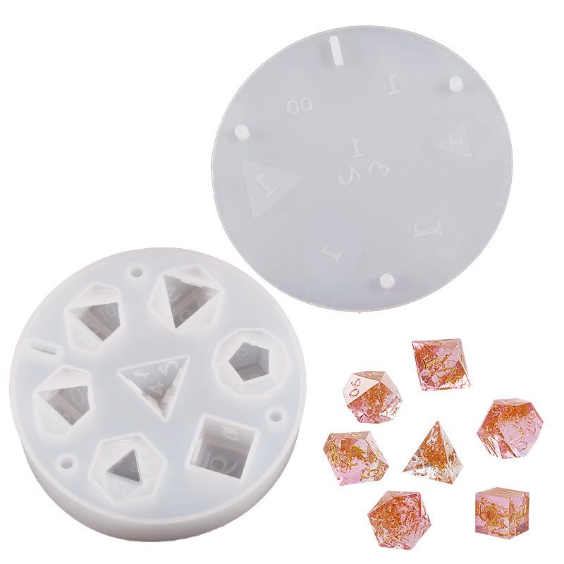 Poppy Drip Resin Dice Set: 7-Piece Polyhedral Silicone Mold for Tabletop Gaming & DIY Keychain