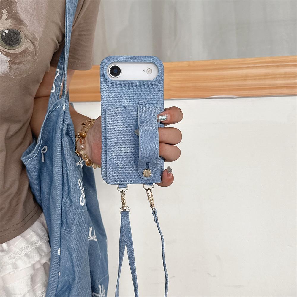 Crossbody Wrist strap Cowboy Leather Wallet Card Slot Phone Case17 Air 16 15 14 Plus 13 12 Pro Max 11 Lanyard Protective Cover
