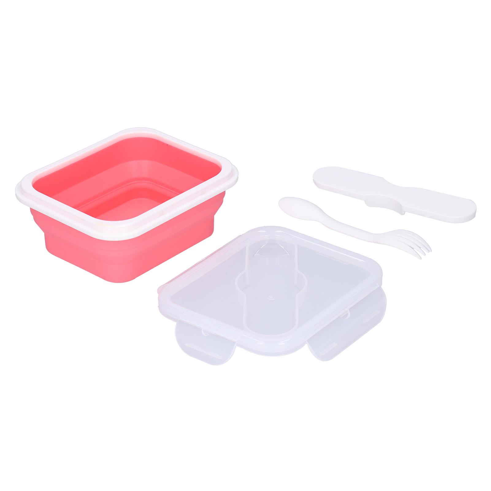 Силиконовый изоляционный контейнер Портативный ланч-бокс со встроенной вилкой ложкой для офиса школы Розовый 600 мл розовый 870₽