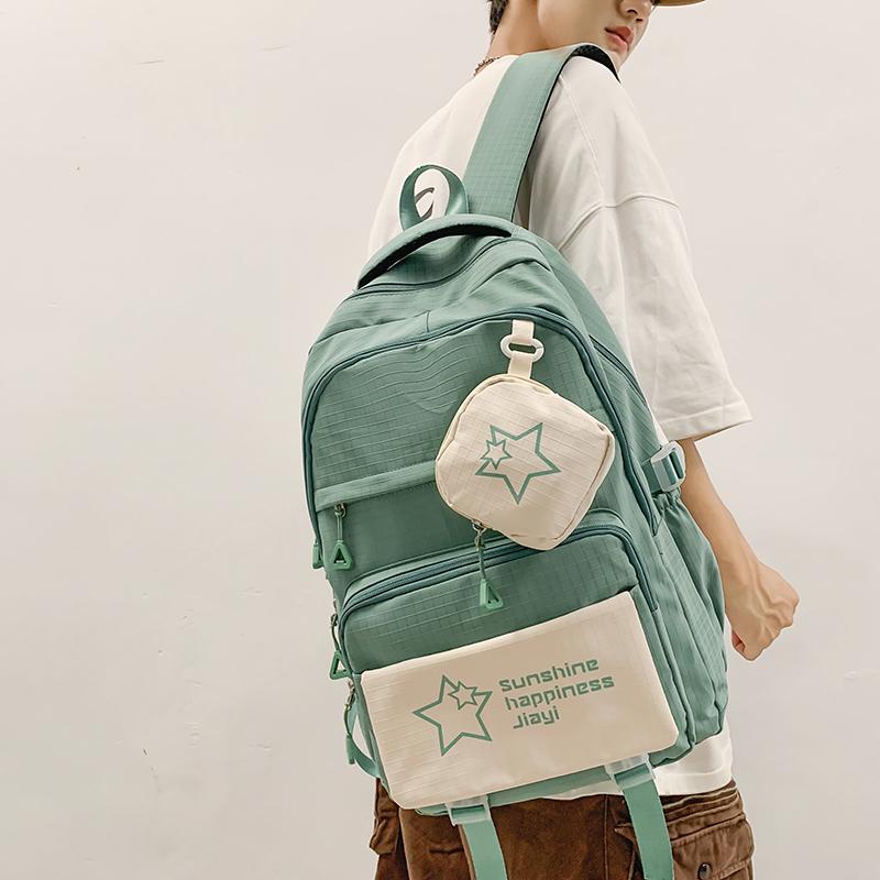 Звездный принт школьный рюкзак женский цветной блок большой емкости рюкзак — фото 17