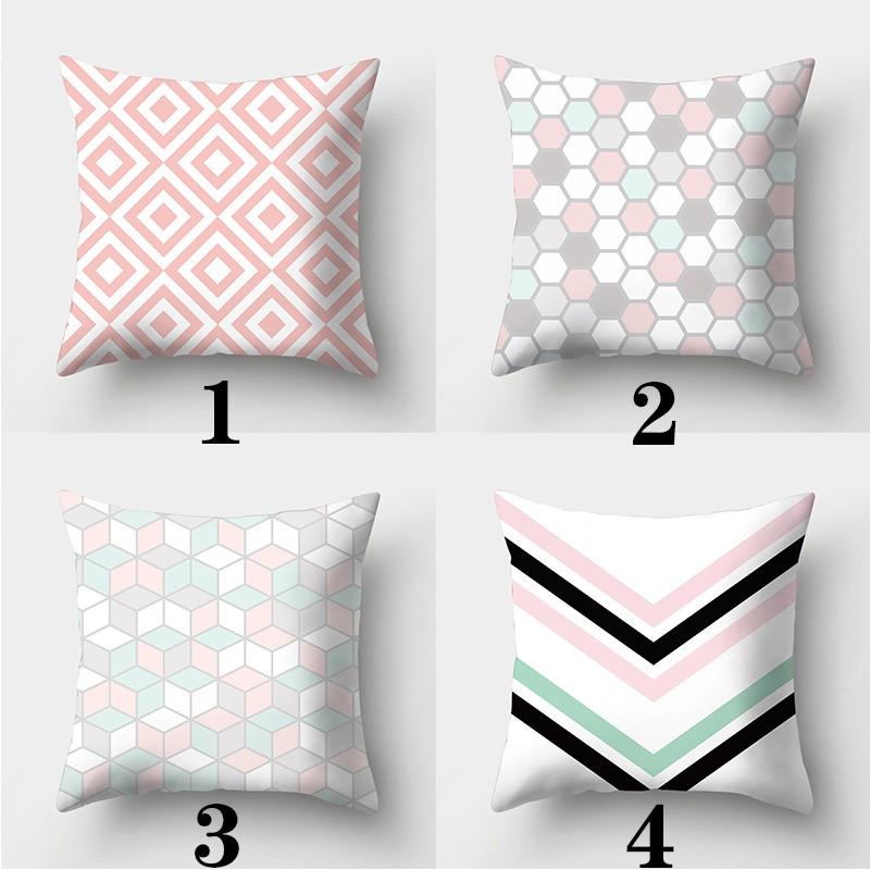 Pink Plaid Pillowcase Square Sofa Pillowcase Striped Plaid Cushion Cover