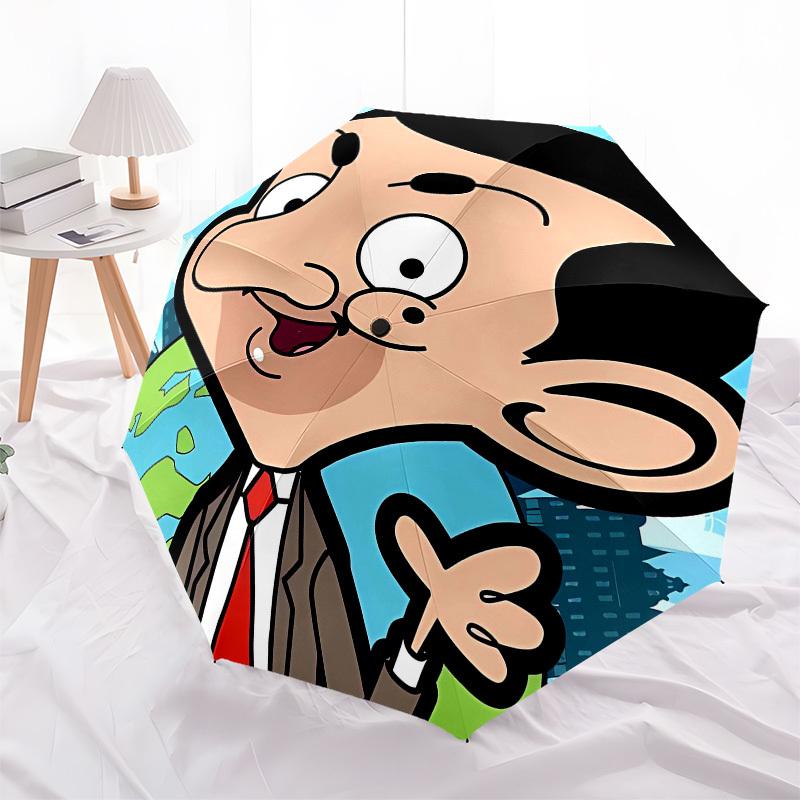 Mr. Bean, Cartoon Automatic Opening and Closing, 8 rib Structure Portable Umbrella, Suitable for Men and Women in All Seasons  Perfect Gift