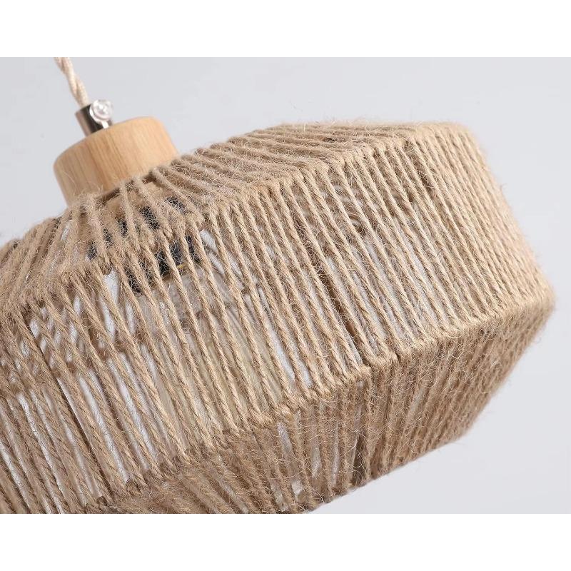 Woven Plug in Pendant Light with Handmade Hemp Rope Shade Dimmable Switch Natural Basket Hanging Lamp for Home Decor Lighting