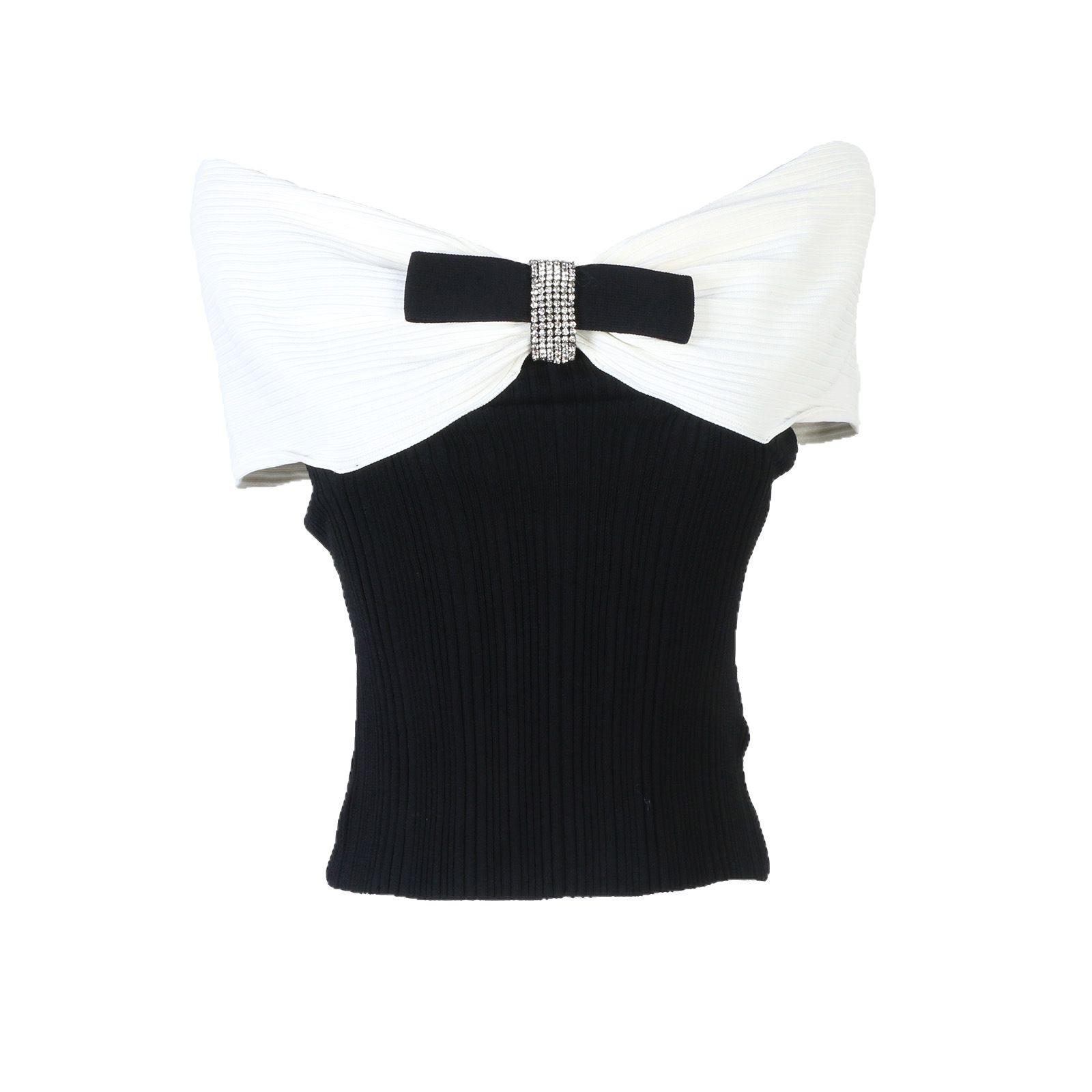 

Шикарный летний вязаный топ с открытыми плечами и французским бантом Large